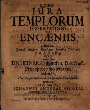 De iuribus templorum