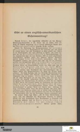Gibt es einen englisch-amerikanischen Geheimvertrag?