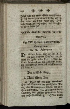 DCXVIII. Am XIV. Sonnt. nach Trinitat. Evangelium.