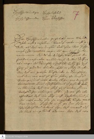 Brief von Johann Christian Steinbart an Gotthilf August Francke.