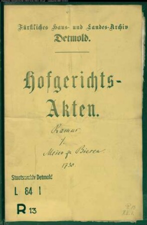 Ramus, Rat und Assessor gegen Meier zu Biesen - Schuldforderung