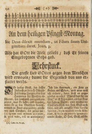 An dem heiligen Pfingst-Montag.