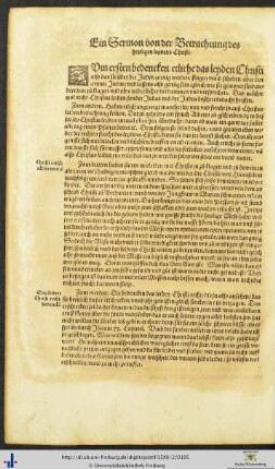 Ein Sermon von der Betrachtung des heyligen leydens Christi