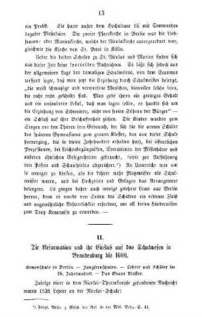 II. Die Reformation und ihr Einfluß auf das Schulwesen in Brandenburg bis 1600