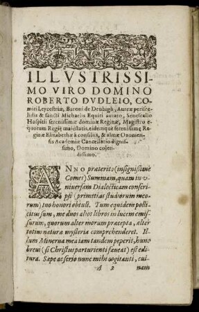 Illustrissimo Viro Domino Roberto Dudleio, [...]