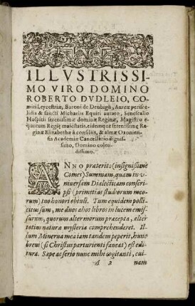 Illustrissimo Viro Domino Roberto Dudleio, [...]