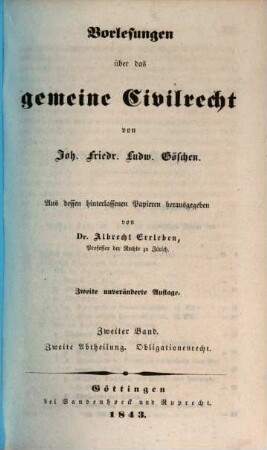 Vorlesungen über das gemeine Civilrecht, 2,2. Obligationenrecht