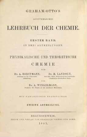 Lehrbuch der physikalischen und theoretischen Chemie, 2. Theoretische Chemie einschließlich der Thermochemie