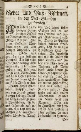 Gebet und Buß-Psalmen, in den Bet-Stunden zu sprechen.