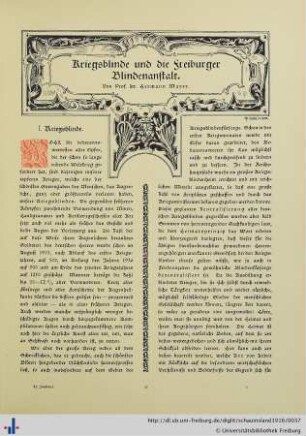 Kriegsblinde und die Freiburger Blindenanstalt.