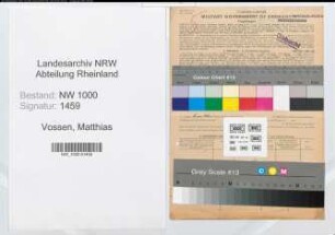 Entnazifizierung Matthias Vossen, geb. 11.04.1894 (Vers.Vertreter)