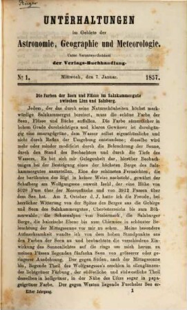 Unterhaltungen im Gebiete der Astronomie, Geographie und Meteorologie. 11, 11. 1857