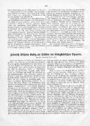 Friedrich Wilhelm Gubitz als Kritiker des Königstädtischen Theaters