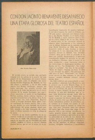 Con Don Jacinto Benavente desaparecio una etapa gloriosa del teatro español