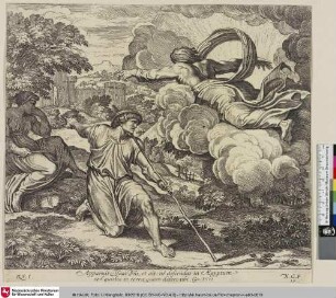 [Gott erscheint Isaak und verbietet ihm, nach Ägypten zu gehen.; Dieu apparaît à Isaac et lui défend d'aller en Égypte.]