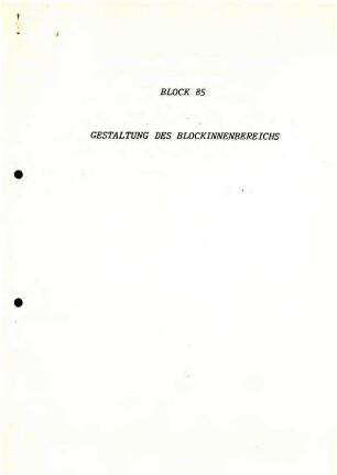 Gutachten: Block 85, Gestaltung Blockinnenbereich