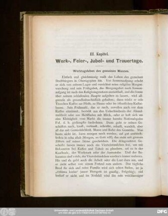 III. Kapitel. Werk-, Feier-, Jubel- und Trauertage.
