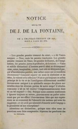 Fables et oeuvres diverses de J. La Fontaine : avec des notes et une nouvelle notice sur sa vie