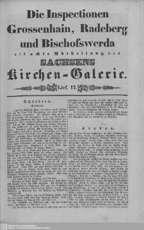 Schönborn (Beschluß), Krakau, Blochwitz, Schmiedefeld, Harthau : 17. Lieferung