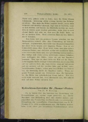 Hydrochinon-Entwickler für "Thomas"-Platten