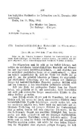 Landwirtschaftlicher Unterricht in Elementarschulen : [V. Elementarschulwesen]