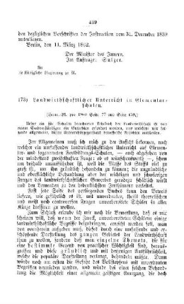 Landwirtschaftlicher Unterricht in Elementarschulen : [V. Elementarschulwesen]