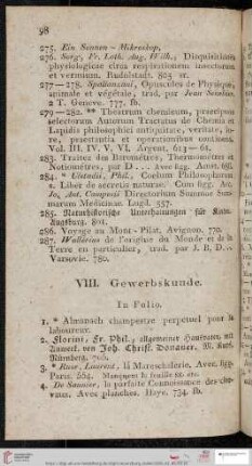 VIII. Gewerbskunde