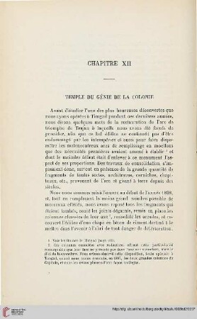 Chapitre XII: Temple du genie de la colonie