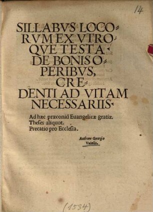 Sillabus locorum : ex utroque testa. de bonis operibus, credenti ad vitam necessariis ...
