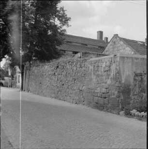 Ehemaliges Kammergut, Begrenzungsmauer, 19. Jh. : Dresden-Pillnitz, Dampfschiffstraße 2. Ehem. Kammergut. Großer Pferdestall (1872)