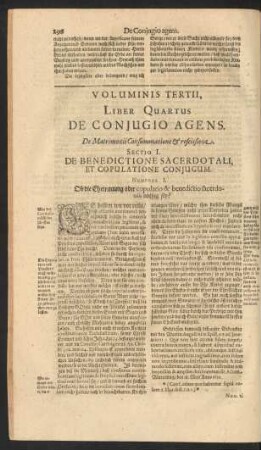 Sectio I. De Benedictione Sacerdotali, Et Copulatione Conjugum.