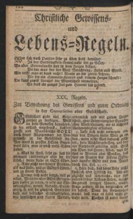 Christliche Gewissens- und Lebens-Regeln