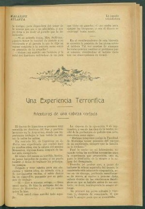 Una Experiencia Terrorífica : Aventuras de una cabeza cortada