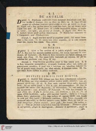 §. III. De Statu Hominis post Mortem