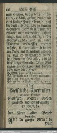 Fünf Geistliche Formulen alltäglicher hertzlicher Seufzer, Bitte, Gebet, Fürbitte und Dancksagung zu Gott, darinnen der Kern aller Gebete begriffen