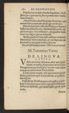 M. Terentius Varro De Lingua Latina.
