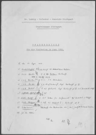 Stuttgart Ludwig-Hofacker: Visitationsbericht mit Pfarrbericht 1955