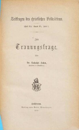 Zur Trauungsfrage