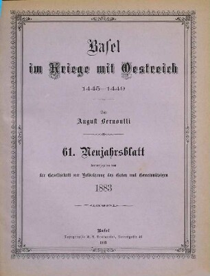 Neujahrsblatt. 61. 1883 (1882)