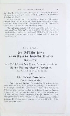 A. Rückblick auf das Emporkommen Preußens bis zur Zeit des Großen Kurfürsten