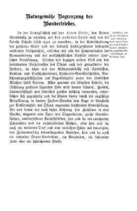 Naturgemäße, Begrenzung des Wandertriebes
