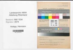 Entnazifizierung Hermann Aulepp , geb. 17.08.1903 (Oberstleutnant)
