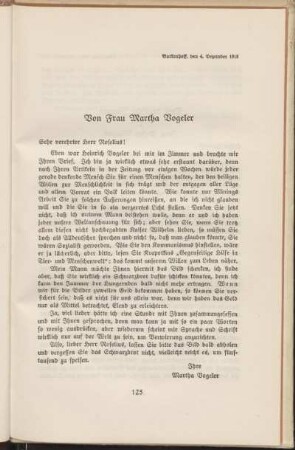 Von Frau Martha Vogeler