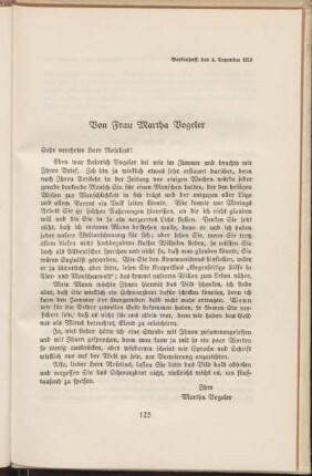 Von Frau Martha Vogeler