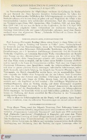 Colloquium didacticum classicum quartum: Canterburry, 5.-8. April 1971