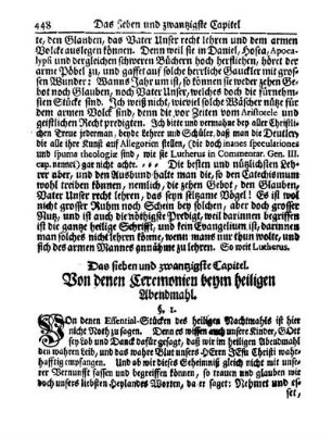 Das sieben und zwanzigste Capitel. Von denen Ceremonien beym heiligen Abendmahl.