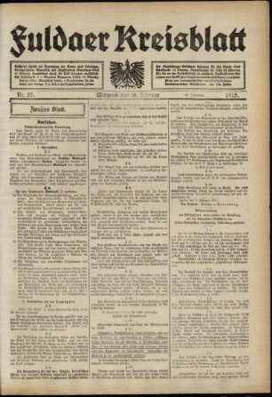 Zweite Ausgabe vom Mittwoch, den 10. Februar 1915.