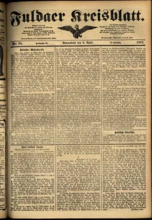 Ausgabe vom Samstag, den 06. April 1907.
