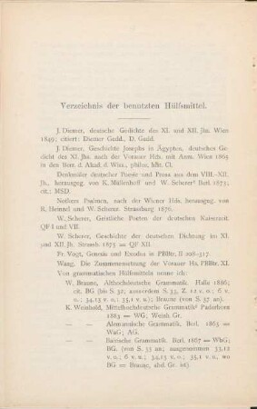 Verzeichnis der benutzten Hülfsmittel.