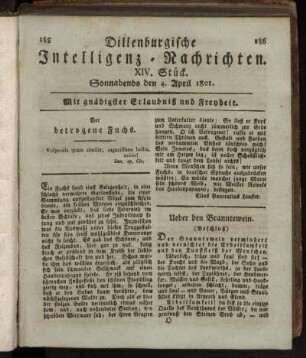XIV. Stück ... den 4. April 1801 - XVII. Stück ... den 25. April 1801.